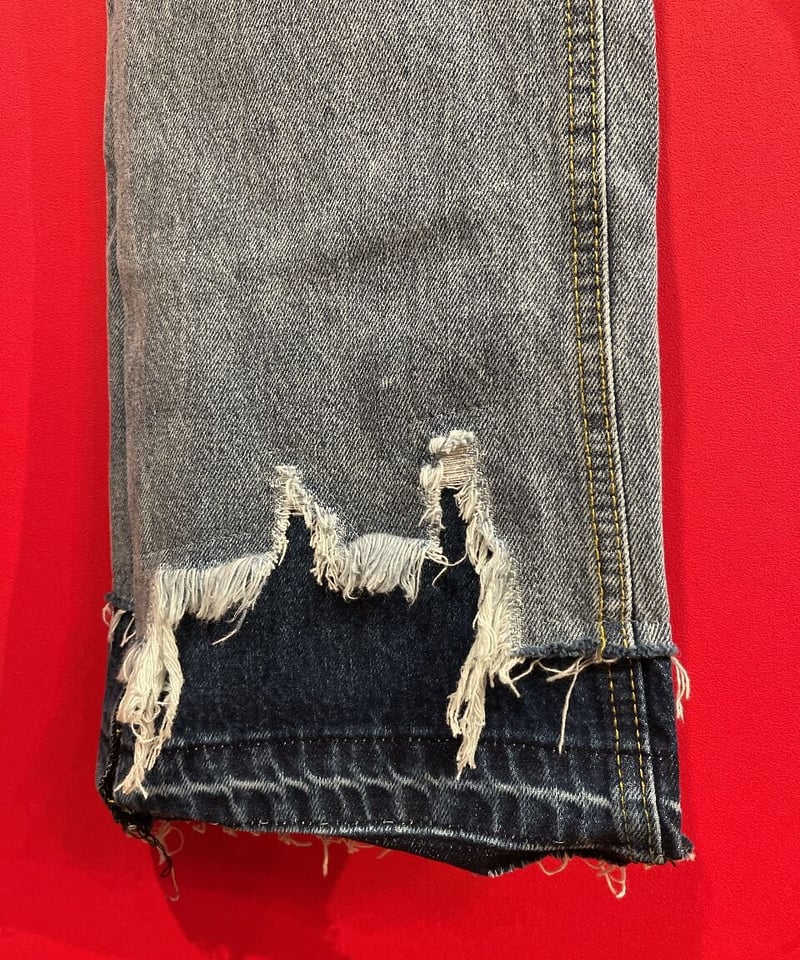 DENIM COLLECTION 】裾切り替え カットオフ デニム パンツ | GUGU