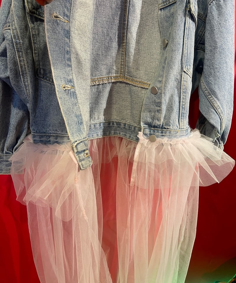 VERANDALUNCH】リメイク ドッキング デニム&チュール ワンピース