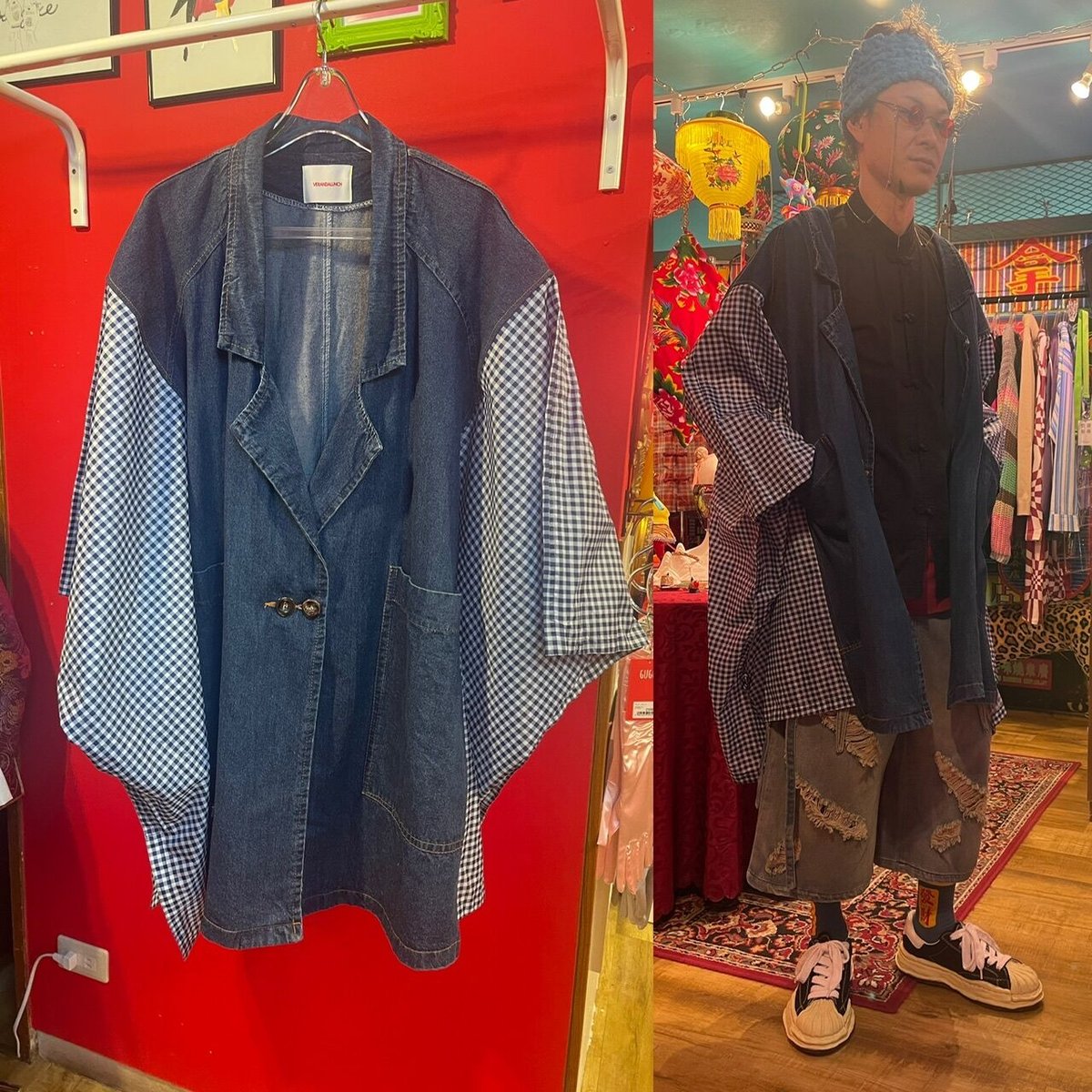 VERANDALUNCH】リメイク ドッキング デニム ポンチョコート | GUGU