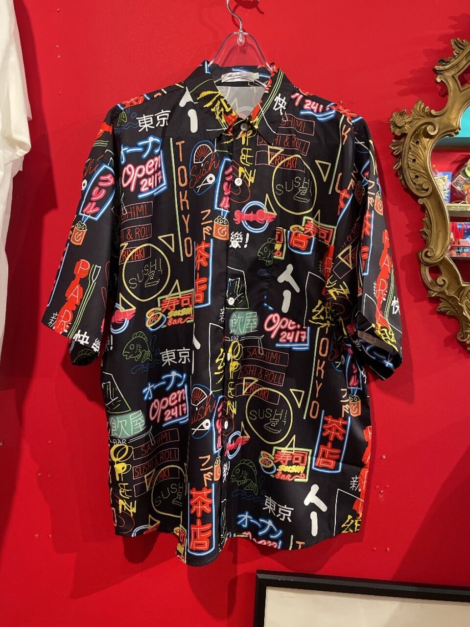 UNUSED - ネオンサイン ジップシャツ  専用 ネオン サイン プリント シャツ | GUGU