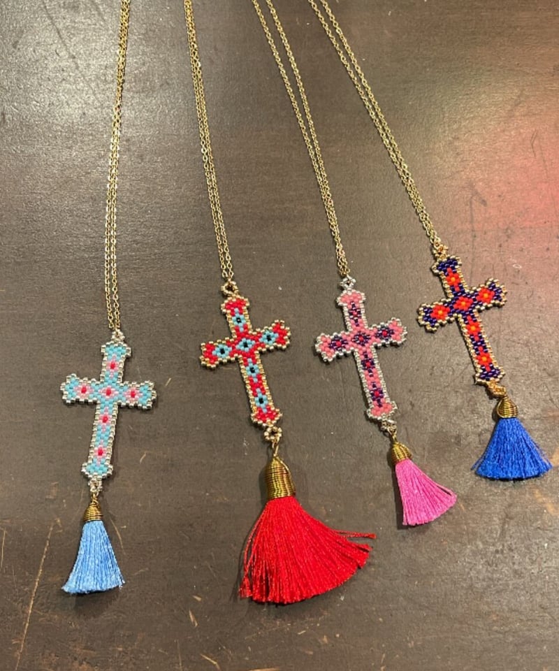 神様展】ビーズ編み クロス ネックレス | GUGU