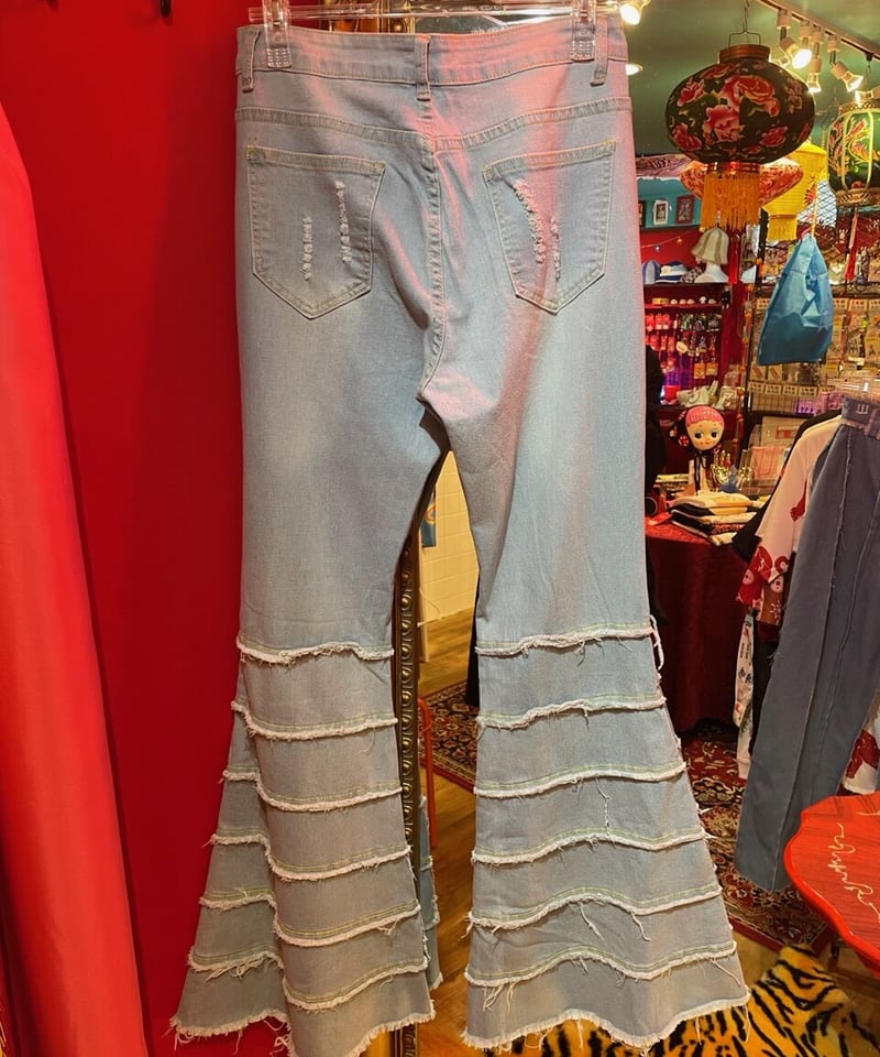 グランジ加工 フレア デニムパンツ | GUGU
