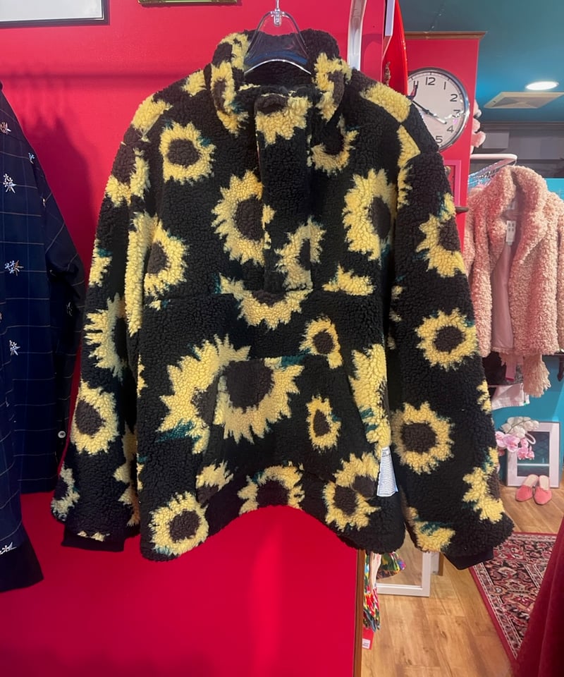 PARASONA】Sunflower pattern pullover boa jacket