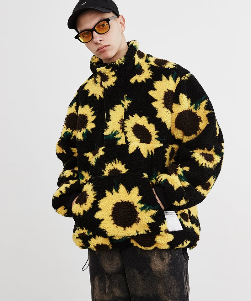 PARASONA】Sunflower pattern pullover boa jacket