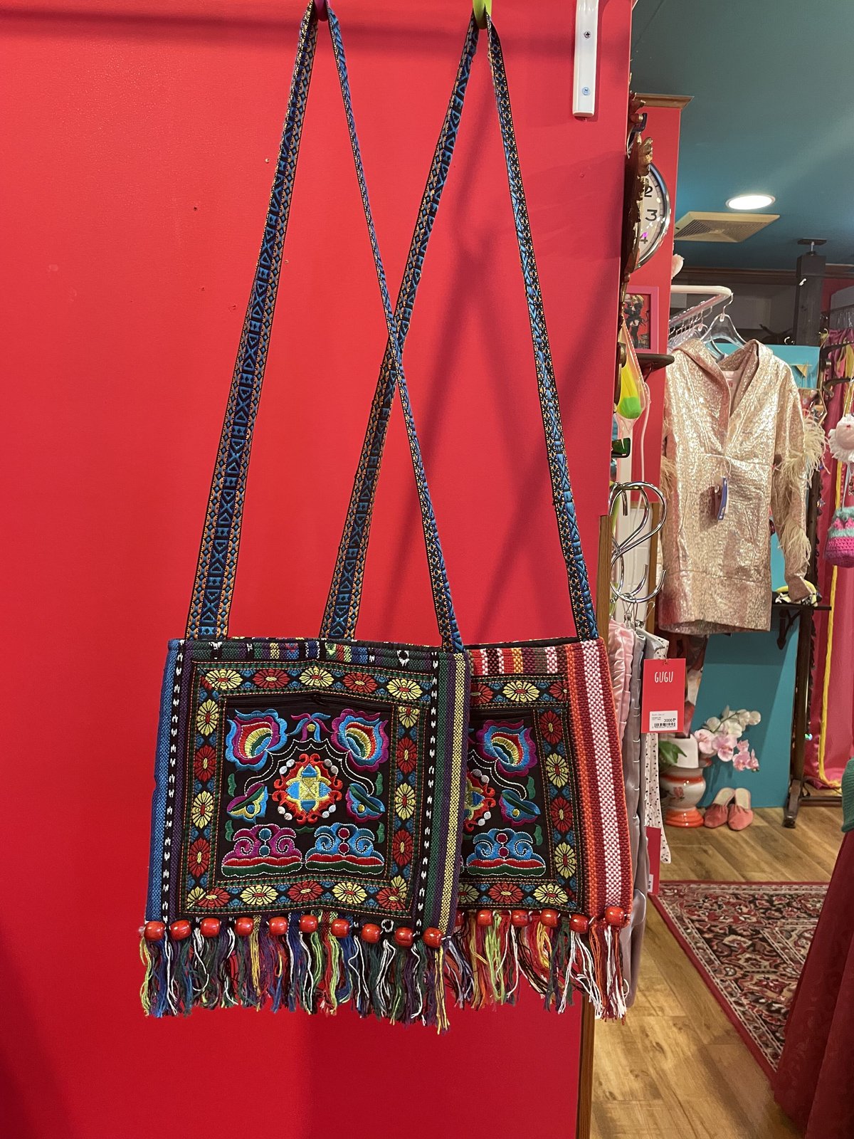 民族風刺繍 フリンジ ショルダーバッグ 花柄【チャイナフェア】 | GUGU