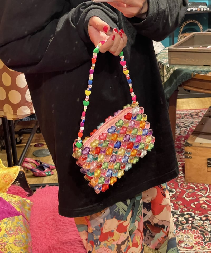 カラフル ハートビーズ ハンドバッグ | GUGU