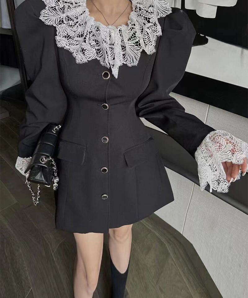 BIGレースカラー パワーショルダー ジャケット | GUGU