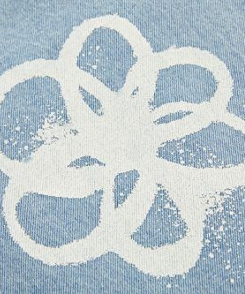 デニムジッパーチャーム★手染めお花★革タグ№6 MODITEC】HAND-PAINTED FLOWERS JEANS | GUGU