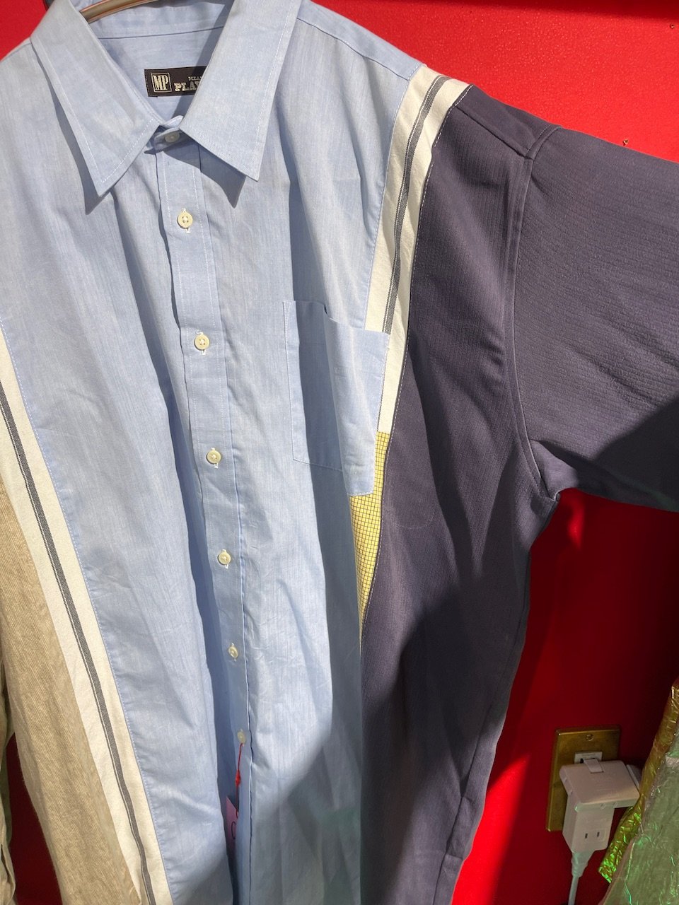 古着 リメイク shirt docking tailored vest 古着 リメイク shirt docking tailored vest Re:make''docking