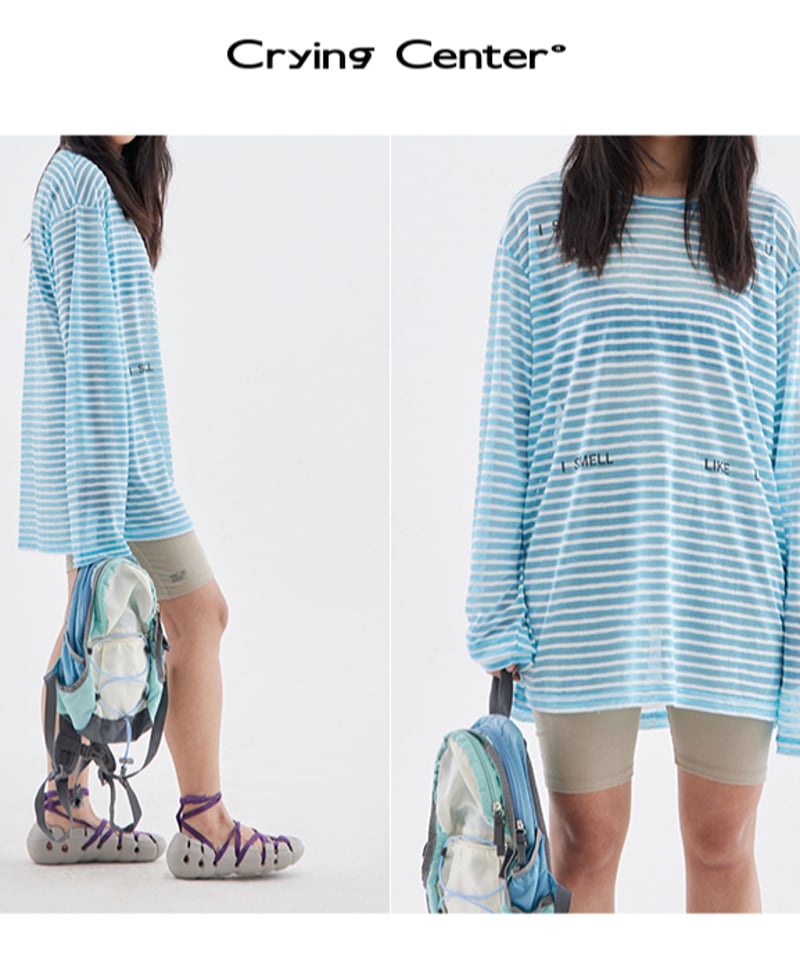 シースルーボーダーロングスリーブTシャツ | GUGU