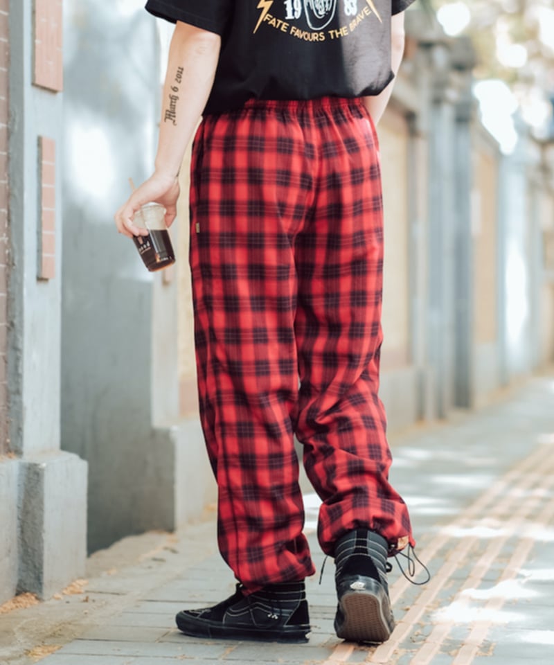 タータンチェック イージーパンツ レッド | GUGU