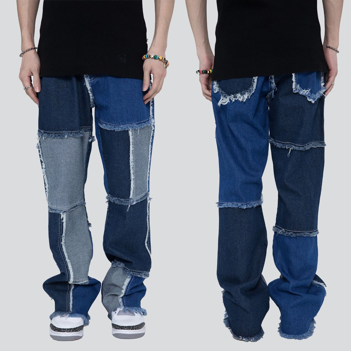 DENIM COLLECTION 】パッチワーク デニムパンツ | GUGU