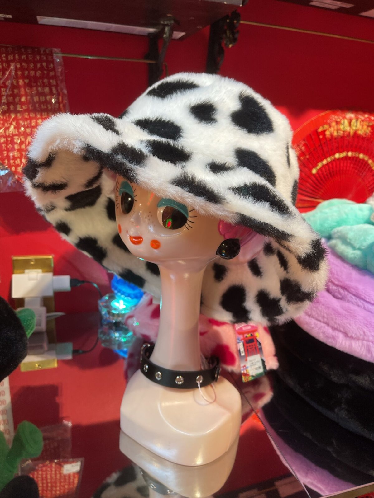 ^*^様 ファー風バケットハット ハート型装飾 ハート柄 フェイクファーバケットハット | GUGU