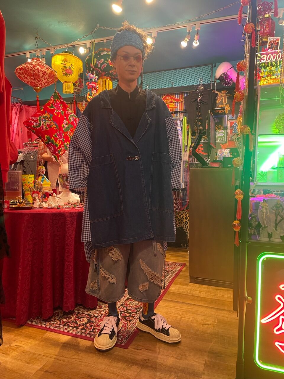 牛です。リメイクデニム ポンチョコート 牛様専用です。リメイクデニム