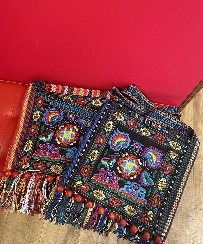 民族風刺繍 フリンジ ショルダーバッグ 花柄【チャイナフェア】 | GUGU