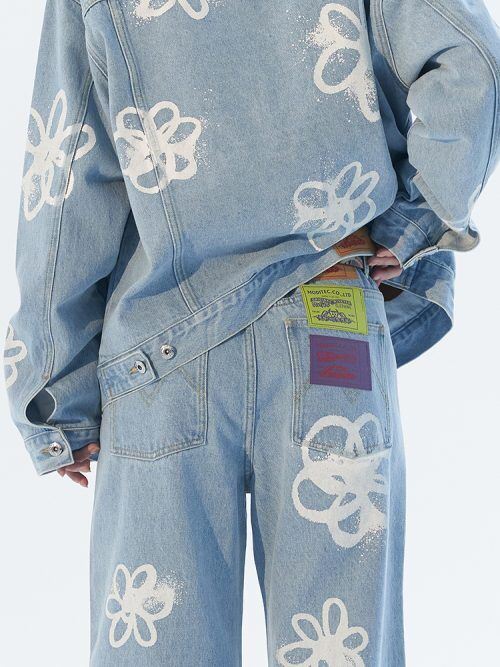 MODITEC】HAND-PAINTED FLOWERS JEANS | GUGU