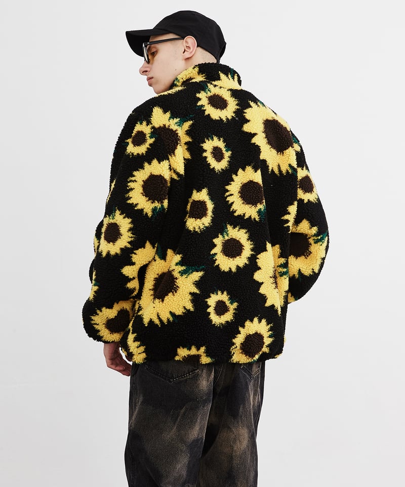 PARASONA】Sunflower pattern pullover boa jacket
