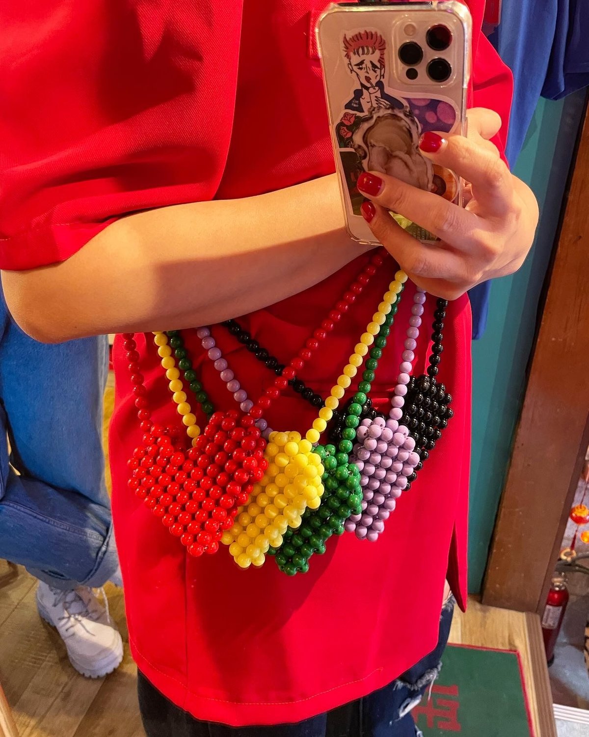 ❤️ビーズバッグ❤️総ビーズバッグ❤️ ハート ビーズ バッグ | GUGU