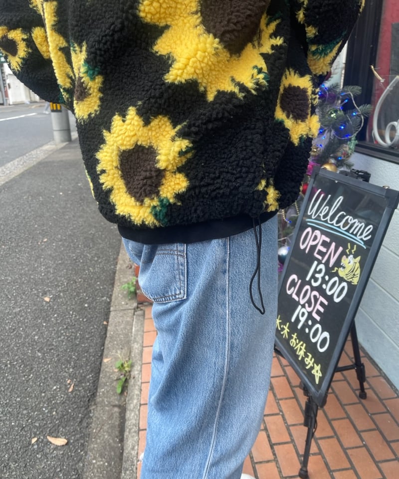 PARASONA】Sunflower pattern pullover boa jacket