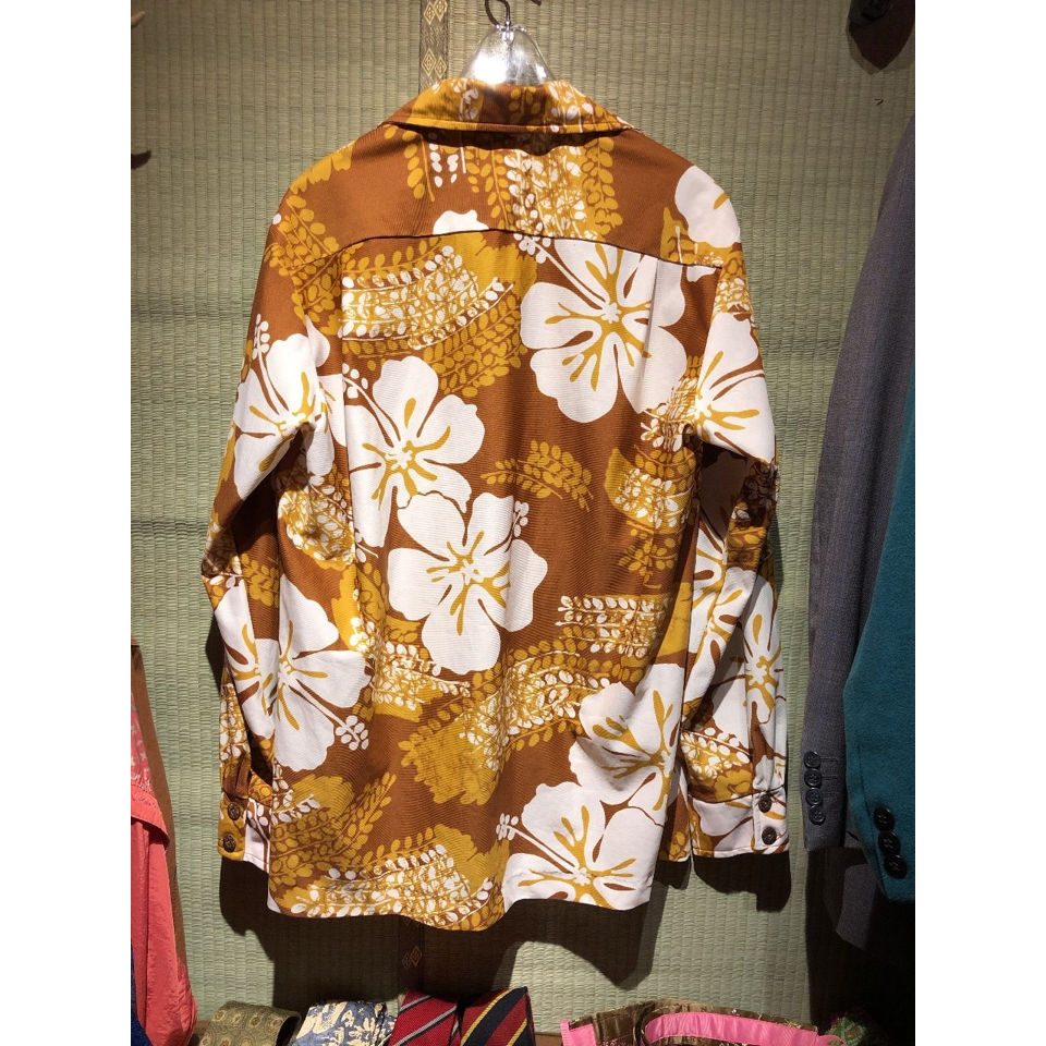 USED 古着】70年代ハイビスカス柄長袖アロハシャツ | GUGU