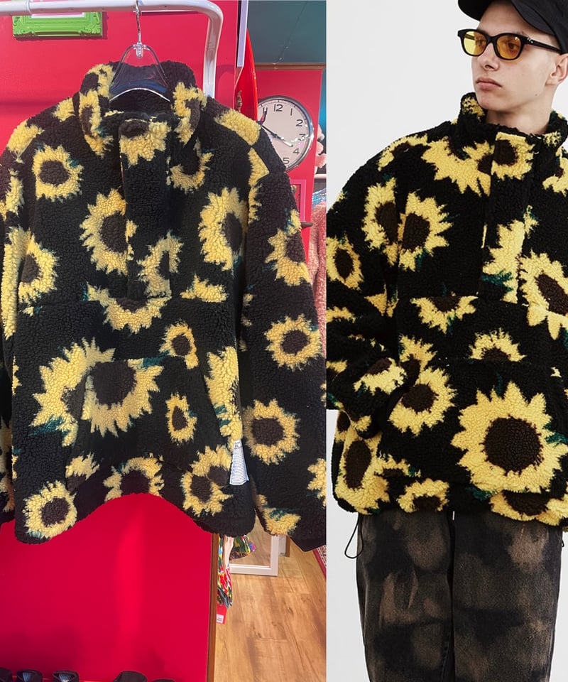 PARASONA】Sunflower pattern pullover boa jacket