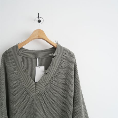 2021 / L'Appartement購入品 / Young Fabulous&broke / ダメージ Vネック プルオーバー / 2400-0376