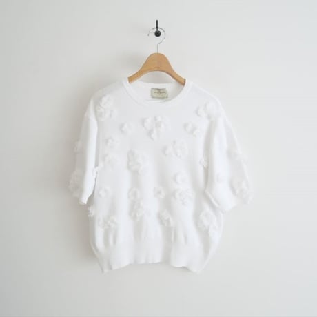 2024SS今季 / 未使用 / UNITED ARROWS / 3D フラワーモチーフ ショートスリーブ ニット / 1518-183-1839 / 2407-1084