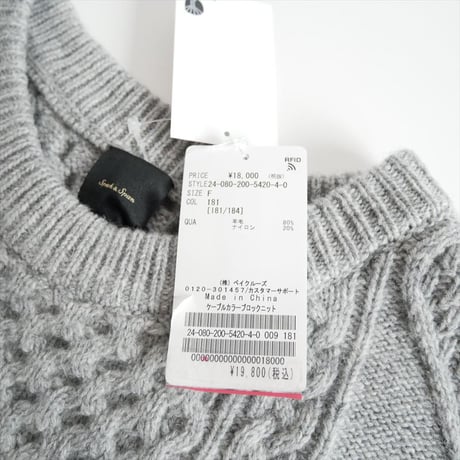 2024AW / 未使用 / SPICK&SPAN / ケーブルカラーブロックニット / 24080200542040 / 2511-1277