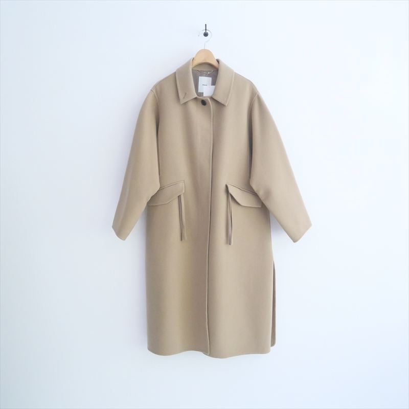 エブール　ジロンラムメルトンステンカラーコート　ベージュ　36 〇2024AW / ebure / ジロンラムメルトン ステンカラーコート / 4010200