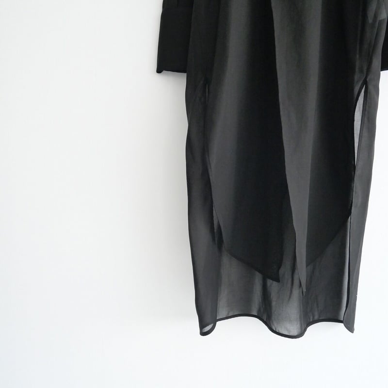 ENFOLD エンフォルド Sheer Twill ロングシャツ ブラック琴miki商品