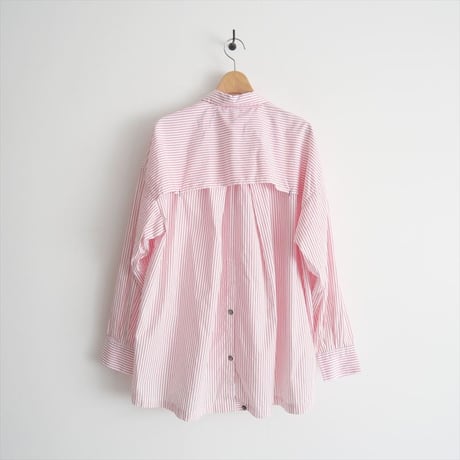 2024SS・人気完売品 / nagonstans / water-repellent stripe round flare shirt / 470HS430-0810 / 2410-0679