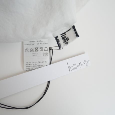 2022 / humoresque / STAND COLLAR BLOUSE - SMOKE WHITE / HA2203A / 2311-2049