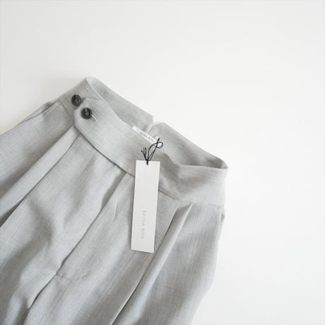 2025SS 未使用 KEINA RITA Wool W Tuck Belted Wide Pants in Gray KP251-023 2606-0583