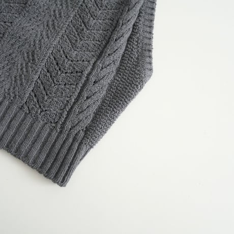 2024SS / unfil / open work cable-knit halter neck top charcoal navy / WFSP-UW119 / 2404-2012