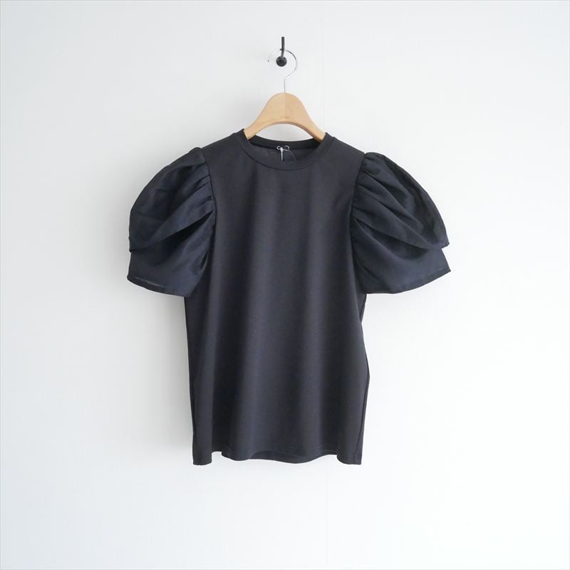 マチャット　MACHATT黒 ドッキングパフスリーブ　ブラック MACHATT / シアーパフドッキングTシャツ / 24010122 / 2509-0378