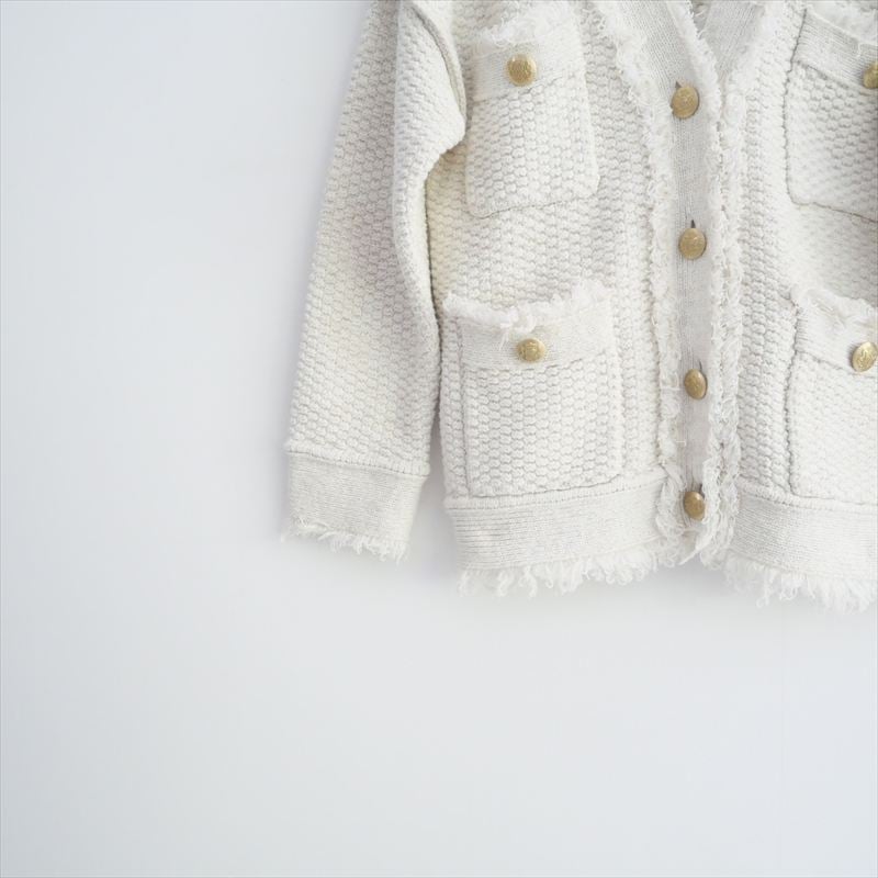 定価3.5万 Whim Gazette モヘヤ混　ツイードジャケット 白 金釦 定価3.5万 Whim Gazette モヘヤ混 ツイードジャケット 白 金釦