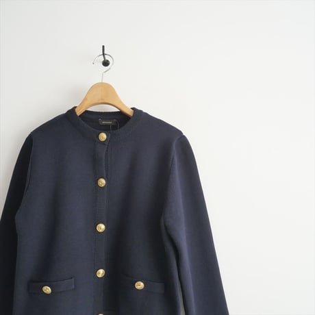 2023・人気完売品 / 未使用 / anuans / オリジナルボタンノーカラーニットジャケット / 1523111051-9 / 2506-1024