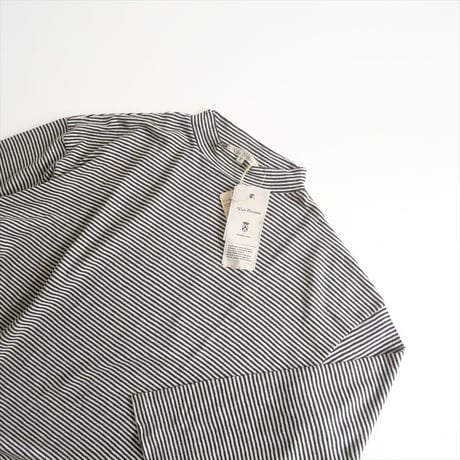 2023 / 未使用 / Vlas Blomme / Linen 天竺 Narrow Border モックネック長袖Tシャツ / 12113073 / 2505-1002