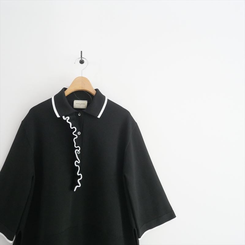 UNITED ARROWS ミニマル フリル ポロニット　ブラック　フリーサイズ UNITED ARROWS ミニマル フリル ポロニット - ファッション通販