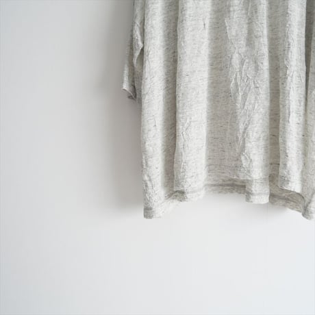 2023SS / Y’s / LINEN POLYESTER WRINKLED PLAIN STITCH ROUND NECK BIG T / YZ-T09-360 / 2311-1194