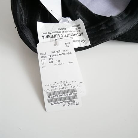 2024AW・人気完売品 / 未使用 / L'Appartement別注 / GOOD GRIEF! / CORDUROY PCH CAP / 24095570000730 / 2601-0036