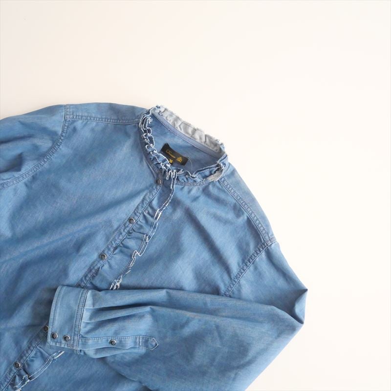 ドゥロワー RESORT2 ラッフル デニムシャツ 36 Drawer ドゥロワー RESORT2 ラッフルデニムシャツ 36