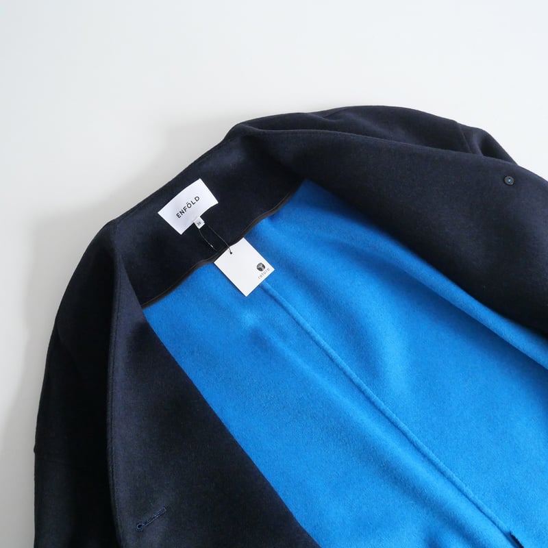 2020AW / ENFOLD / ウールリバーノーカラーストレートコート