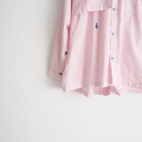 2024SS・人気完売品 / nagonstans / water-repellent stripe round flare shirt / 470HS430-0810 / 2410-0679
