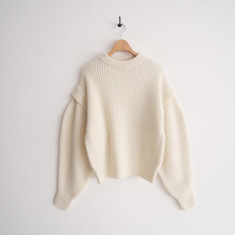 美品　LOHEN レイヤードスリーブニット　オフホワイト LOHEN レイヤードスリーブニット ホワイト