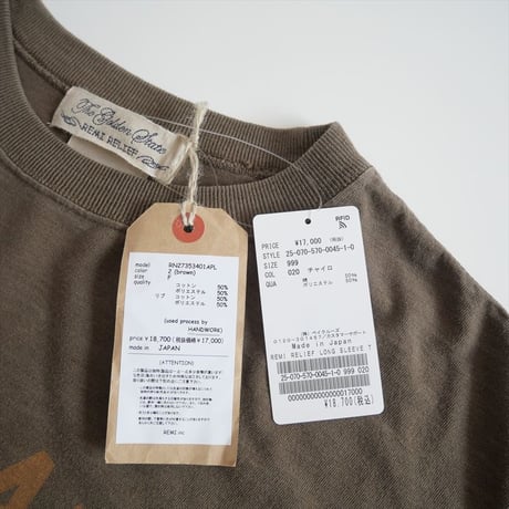 2025SS今季・人気完売品 / 未使用 / L'Appartement別注 / REMI RELIEF / LONG SLEEVE TEE / 25070570004510 / 2504-0615