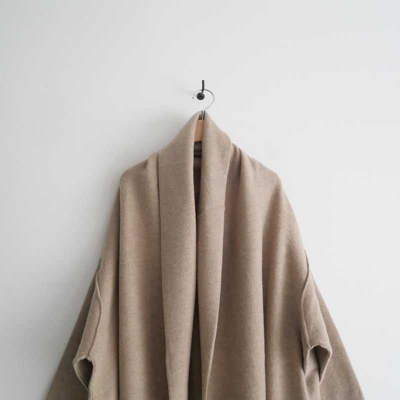 FRAMeWORK圧縮ガウンミドルカーディガンベージュウール100％