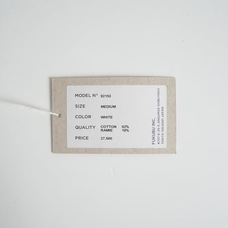 2022 / YAECA WRITE / BUTTON SHIRT STAND COLLAR LONG / 92153 / 2401-0822