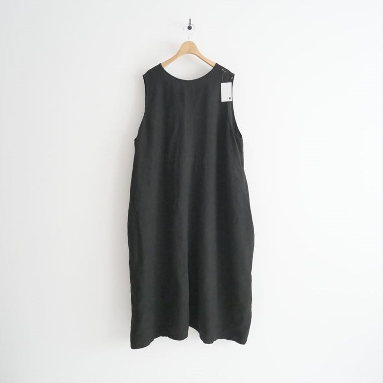 【週末sale☆】nestrobeブラックリネンバックVネックワンピース nest Robe ブラックリネンバックVネックワンピース ブラック 黒