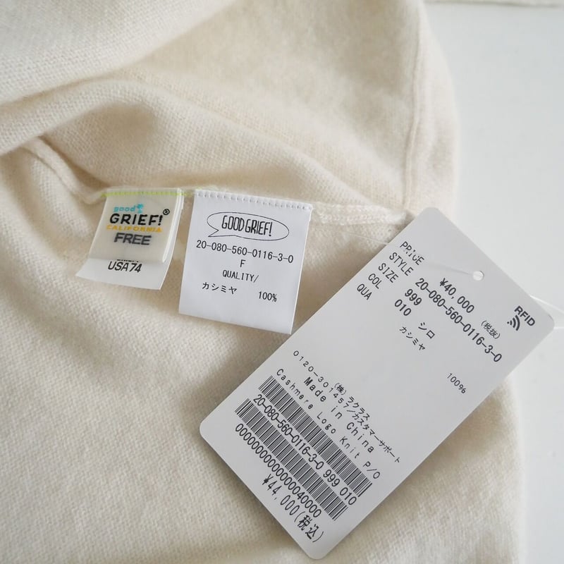 【GOOD GRIEF/グッドグリーフ】Cashmere Logo Knit